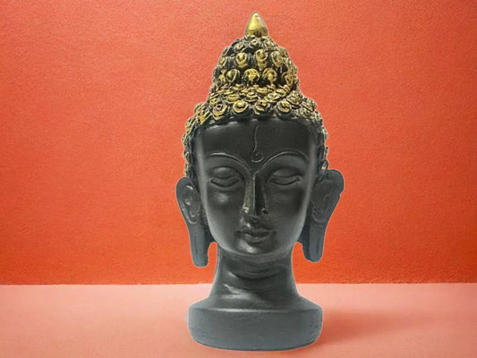 Exquisite 15-cm Black Premium Resin Buddha Sculpture with Sharp Jawline