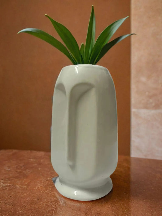 Majestic Visage: Large Ceramic Face Vase